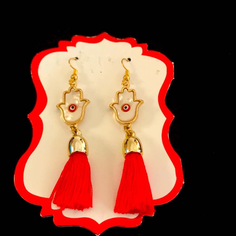 1x5 or 2 x $8.00 Hamsa hand earrings with evil eye